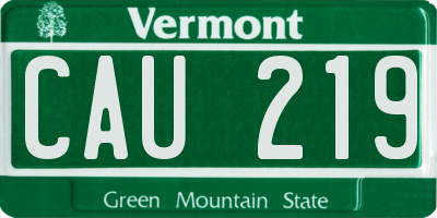 VT license plate CAU219