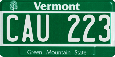 VT license plate CAU223