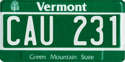 VT license plate CAU231