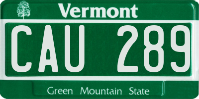 VT license plate CAU289