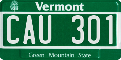 VT license plate CAU301