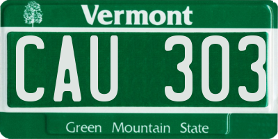 VT license plate CAU303