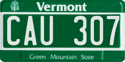 VT license plate CAU307