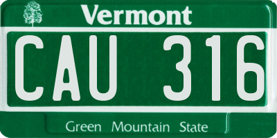 VT license plate CAU316