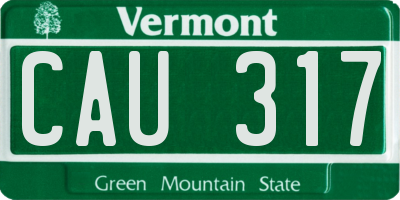 VT license plate CAU317