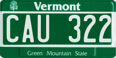 VT license plate CAU322