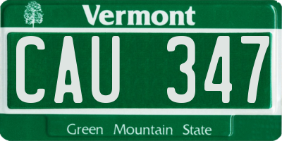 VT license plate CAU347
