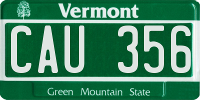 VT license plate CAU356