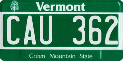 VT license plate CAU362