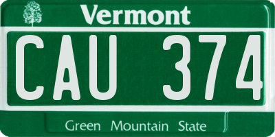 VT license plate CAU374