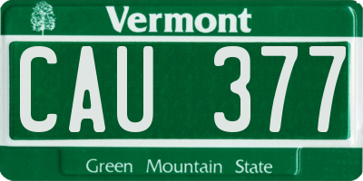 VT license plate CAU377