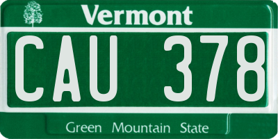 VT license plate CAU378