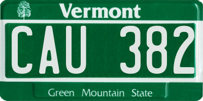 VT license plate CAU382