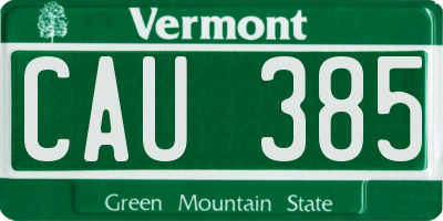 VT license plate CAU385