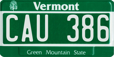 VT license plate CAU386
