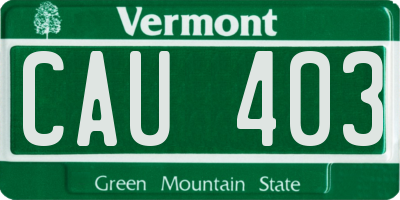 VT license plate CAU403