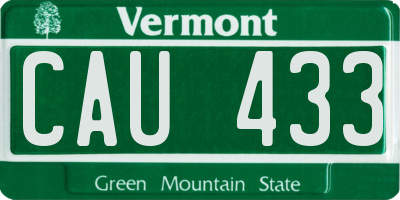 VT license plate CAU433
