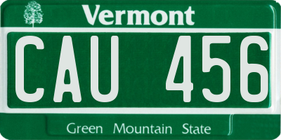 VT license plate CAU456