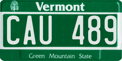 VT license plate CAU489