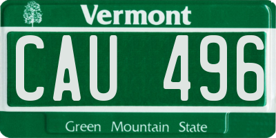VT license plate CAU496