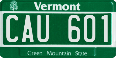 VT license plate CAU601