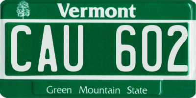 VT license plate CAU602