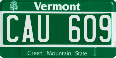 VT license plate CAU609