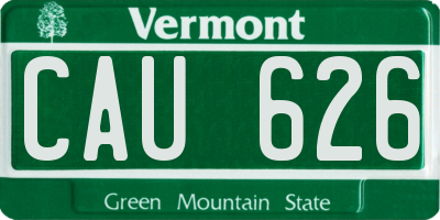 VT license plate CAU626