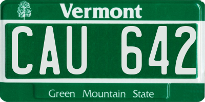 VT license plate CAU642
