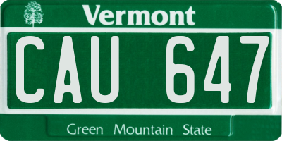 VT license plate CAU647
