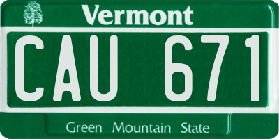 VT license plate CAU671