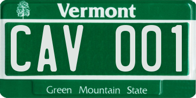 VT license plate CAV001