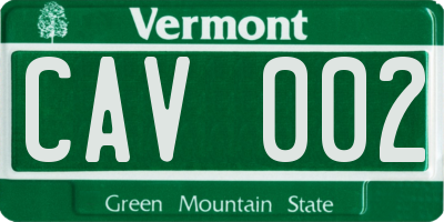 VT license plate CAV002