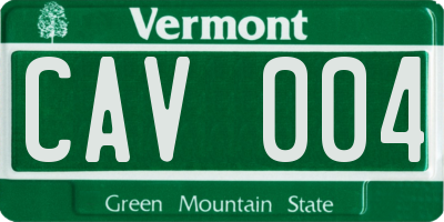 VT license plate CAV004