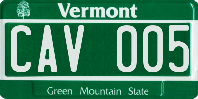 VT license plate CAV005