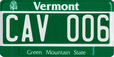 VT license plate CAV006