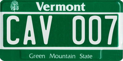 VT license plate CAV007