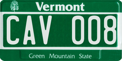 VT license plate CAV008