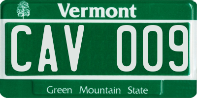 VT license plate CAV009