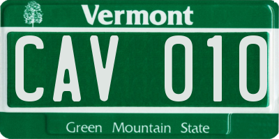VT license plate CAV010