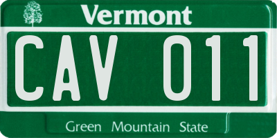 VT license plate CAV011