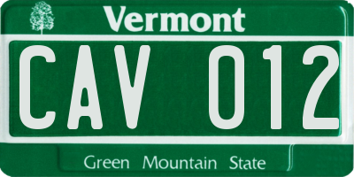 VT license plate CAV012