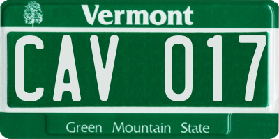 VT license plate CAV017