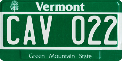 VT license plate CAV022