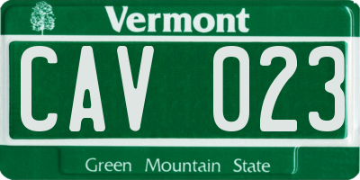 VT license plate CAV023