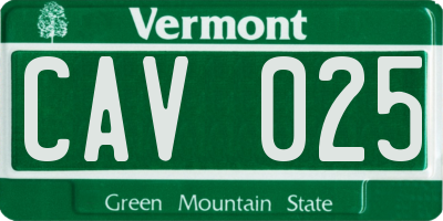 VT license plate CAV025