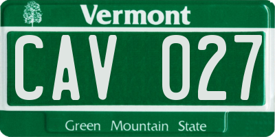VT license plate CAV027