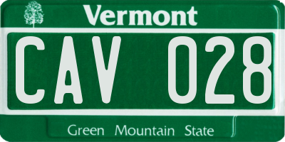 VT license plate CAV028