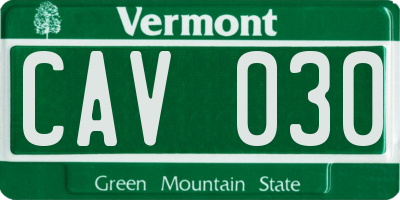 VT license plate CAV030