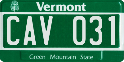 VT license plate CAV031